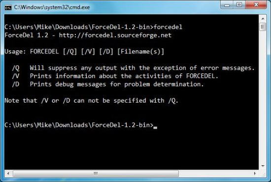 命令行强制删除工具(ForceDel) v1.2 绿色版0