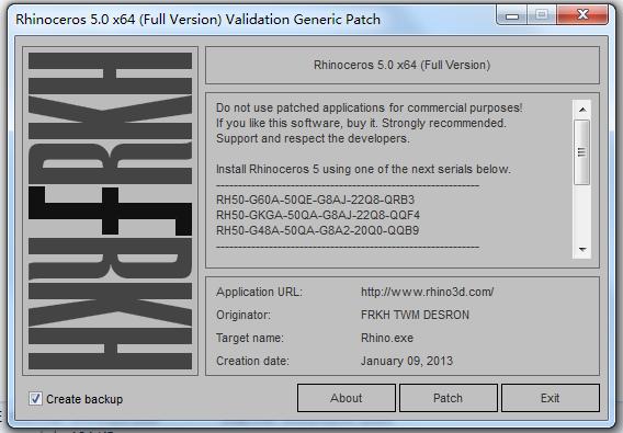 rhinoceros 5.0修改补丁 32位/64位0