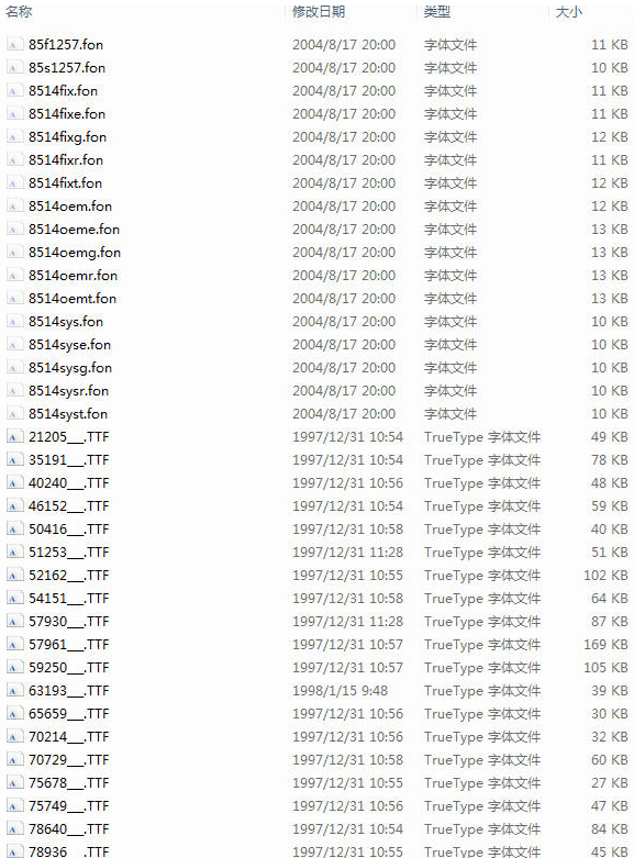 XP系统默认字体打包 0