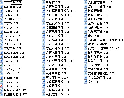 Word2003/2007字体库打包 共66种字体库0