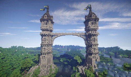 我的世界中世纪双子塔楼地图存档 绿色版0