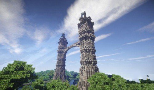 我的世界中世纪双子塔楼地图存档 绿色版1