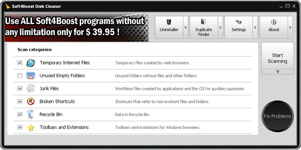 系统垃圾清理软件(soft4boost disk cleaner) v7.7.1.345 官方免费版0