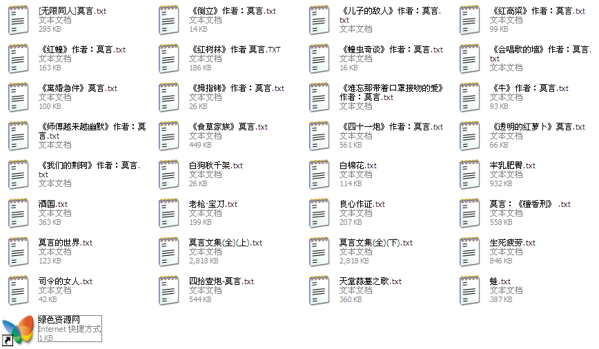 莫言小说全集 莫言小说txt全集
