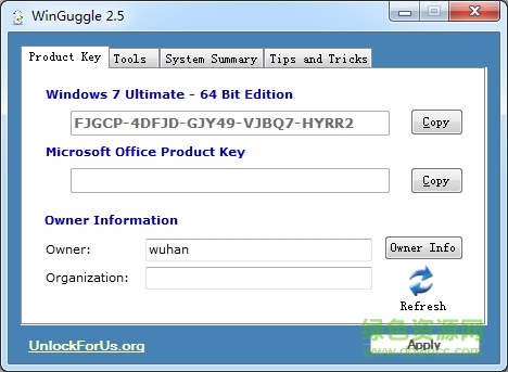 WinGuggle(查看vista和office的产品密钥) v2.5 免费版0