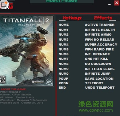 泰坦陨落2全版本修改器 v2.0.6.1 +11中文版0