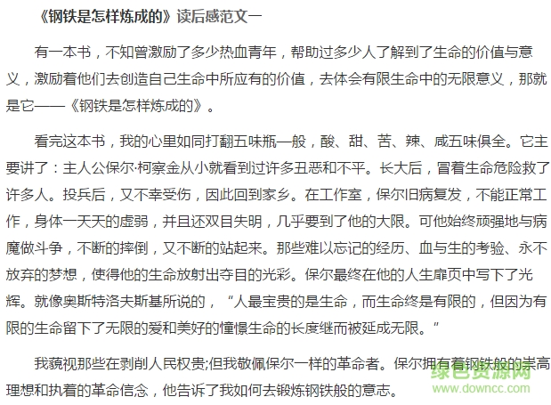 钢铁是怎样炼成的读后感大全 doc/txt0