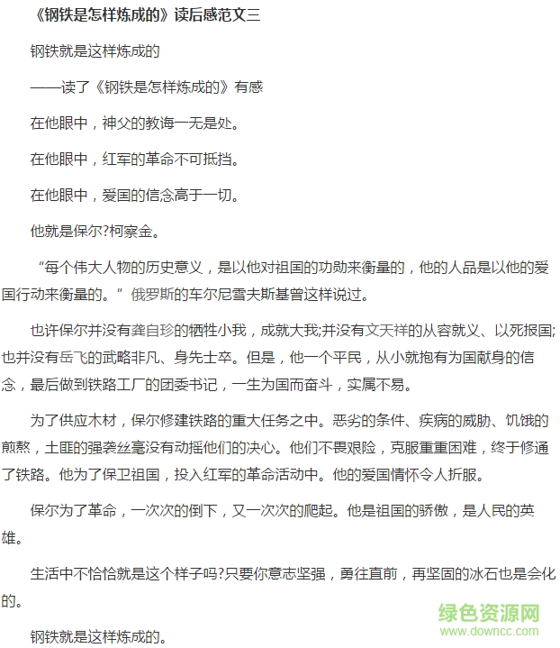 钢铁是怎样炼成的读后感大全 doc/txt1