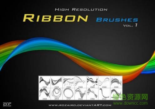 photoshop透明彩带笔刷 共45款1