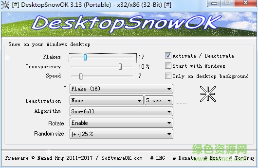 desktopsnowok(雪花动态桌面) v6.11 绿色免费版0
