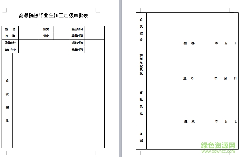 北京转正定级表