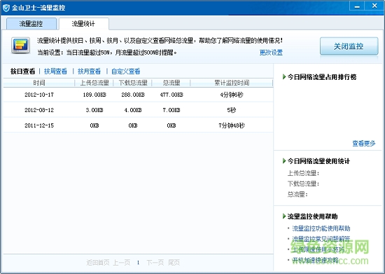 金山卫士流量监控客户端