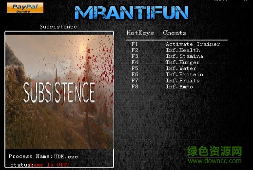 subsistence七项属性作弊器 v1.0 绿色版0