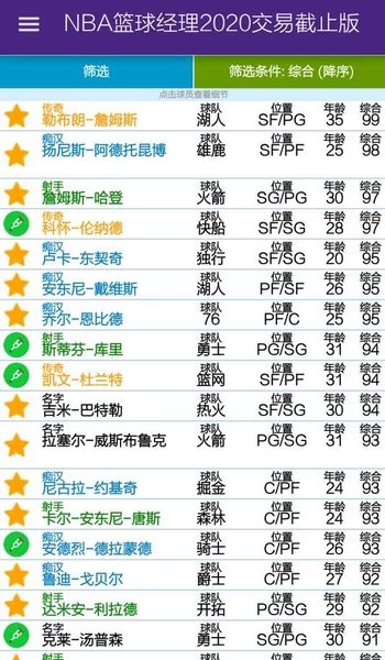 NBA篮球经理2020交易截止版 v1.7 安卓最新中文版0