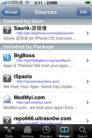 点击查看大图 iphone 4越狱后可通过Cydia安装360手机卫士步骤说明