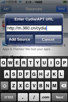 点击查看大图 iphone 4越狱后可通过Cydia安装360手机卫士步骤说明